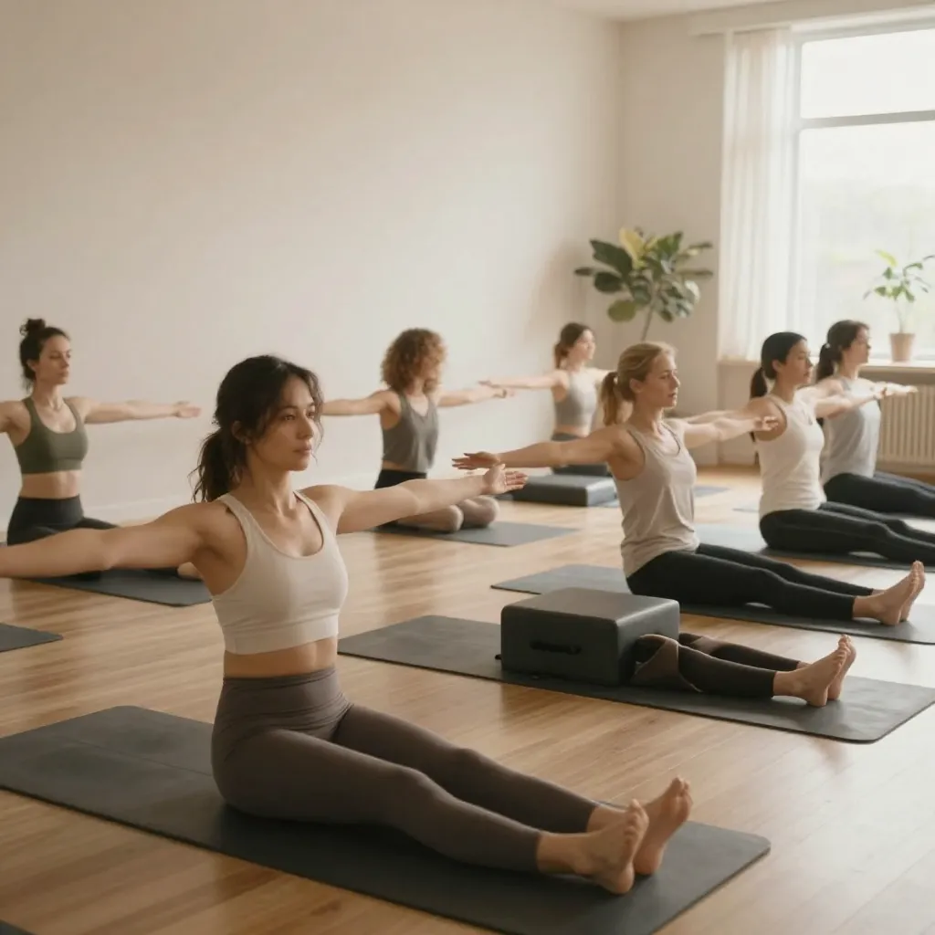 Participants in a calm studio during a guided segment